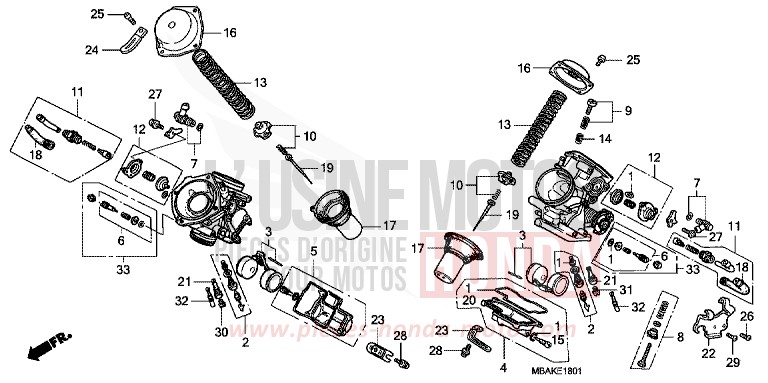 CARBURATEUR (PIECES CONSTITUTIVES) de Shadow Aero REARL SEDONA RED (R223B) 2001